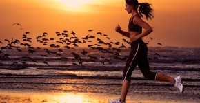 woman running on the beach